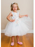 Beaded Multi Pink Lace Tulle Embroidery Flower Girl Dress